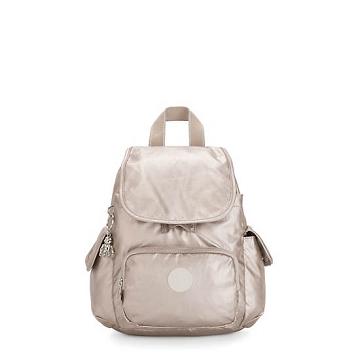 Mochilas Kipling City Pack Mini Metallic Beige | MX 1491GS